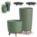 Pot de fleurs d'extérieur et d'intérieur sans marque avec pieds - Lot de 2 - Vert - Plastique - Rond - Jardinière sur pied
