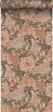 ESTAHome behang vintage bloemen oudroze, vergrijsd groen en terracotta roze - 53 cm x 10.05 m