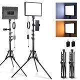 NEEWER Basics BP300 Led-videolichtpaneel met 59''/150cm statiefstandaard en telefoonhouder, 2700, 6500K, 850Lux Bi Color dimbare studioverlichting voor fotografie, filmopname, live streaming, 2 stuks