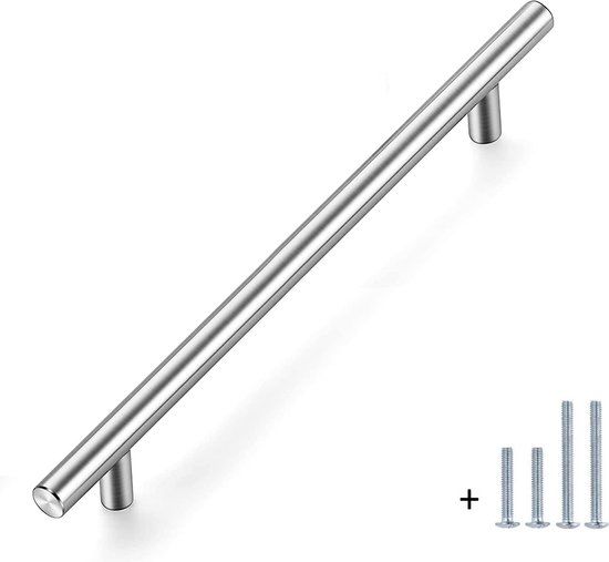 {"int": null, "string": "AB-Steigerhout"} RVS Handgreep Rond 25cm - Zilver - Inclusief Bevestigingsbouten
