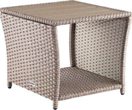 Casaria Bijzettafel - WPC Tafelblad Polyrotan 45x45x40cm - Beige