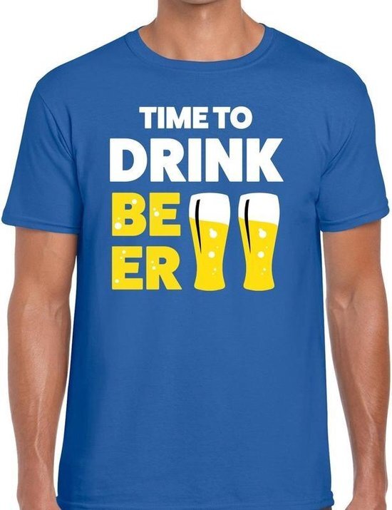 Bellatio Decorations Time to drink Beer heren T-shirt blauw 2XL