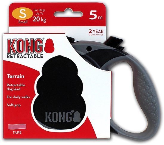 KONG Terrain Rollijn - Hondenriem - 5 Meter - Zwart - S - Tot 20 kg