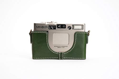 Zakao Minolta TC-1 Hoes, Handgemaakte Echt Lederen Half Camera Hoesje Cover - Groen