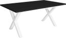 Happyment Table à manger Nilo - Rectangulaire - Bois massif - Pied en X - Plateau noir - Piètement blanc - 170x90x75cm