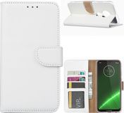 ZT Accessoires Book Case voor Motorola Moto G7 Plus - Wit - Portemonnee hoesje