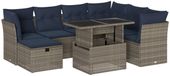 vidaXL Ensemble de banc de jardin 8 pièces avec coussins, gris, polyrotin
