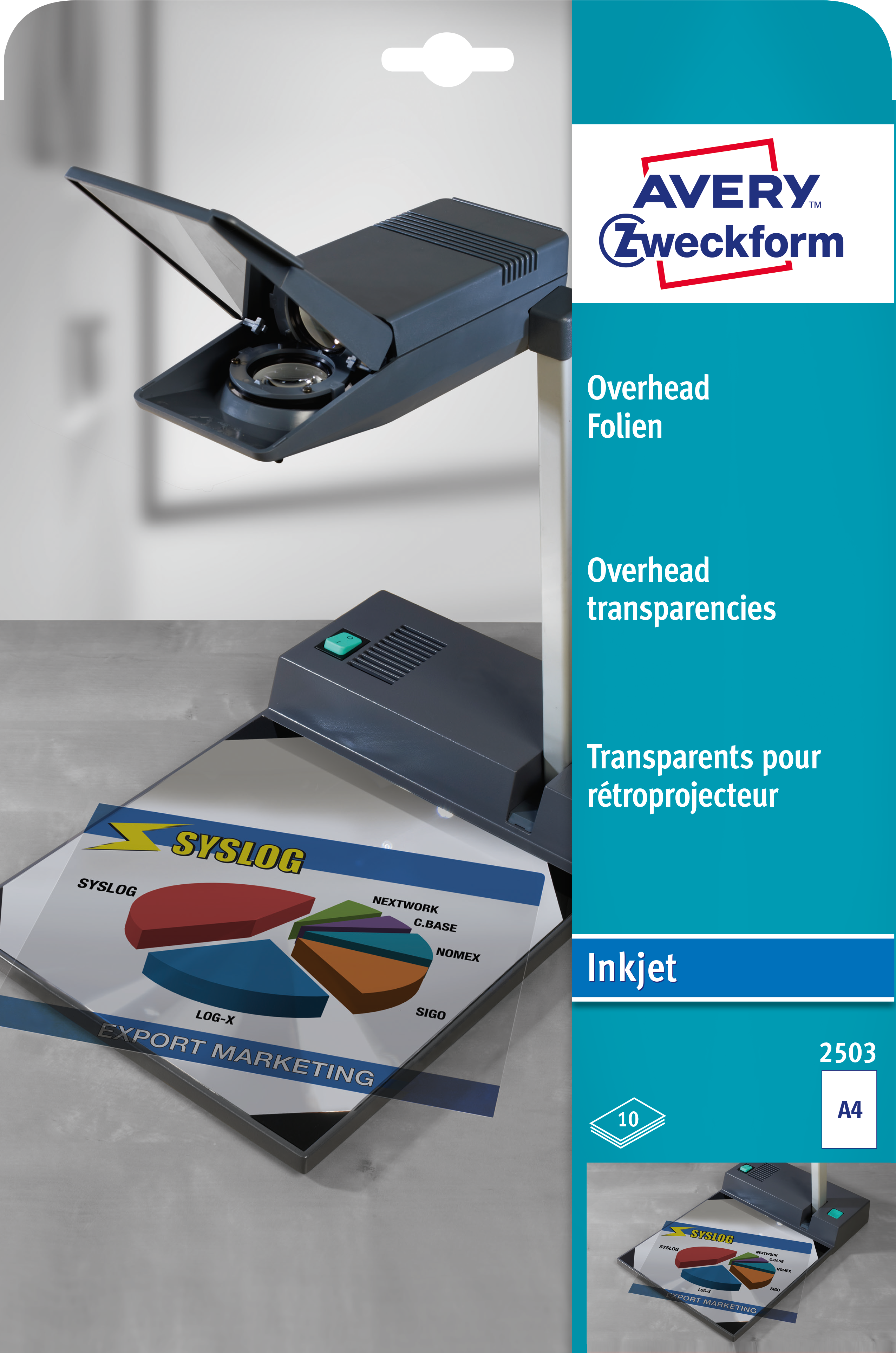 Avery Folie A4 transparant polyester 0,11mm inkjet-technologie
