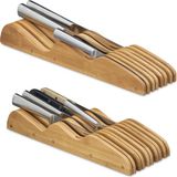 Merkloos Relaxdays Messenhouder voor 11 messen - Bamboe - Lade organizer - Bruin