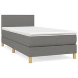vidaXL Boxspringbed met matras, stof, donkergrijs, 90x190 cm