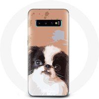 Maniacase Hoesje voor Samsung Galaxy S10 Edge Japanse spaniël zwart-wit