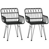 VidaXL Tuinstoelen 2 st met armleuning 56x64x80 cm pe-rattan zwart