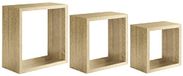Homemania Incubo Wandrek voor wanddecoratie, woonkamer, slaapkamer, kantoor, MDF, ruw eiken, 35 x 35 x 15,5/30 x 30 x 15,5/25 x 25 x 15,5 cm