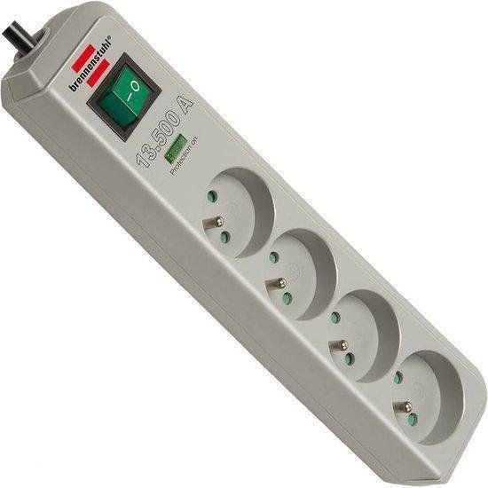 Brennenstuhl Eco-Line Stekkerdoos - 4-voudig - 1.5m - Lichtgrijs
