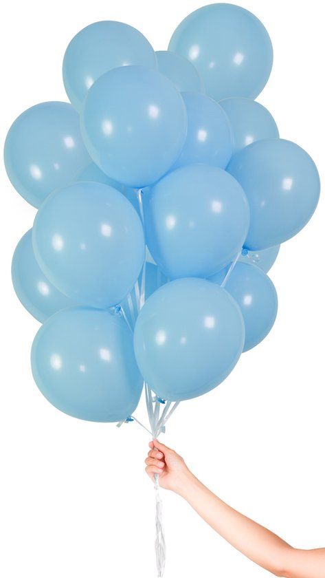 Folat Party Products Folat B.V. Lichtblauwe Ballonnen met Lint 23cm - 30 stuks