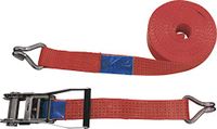 Petex 43193912 ratelspanband 2-delig, 8 m, 50 mm, 2000/4000 daN, dubbele haak, ratel 23 cm, rood
