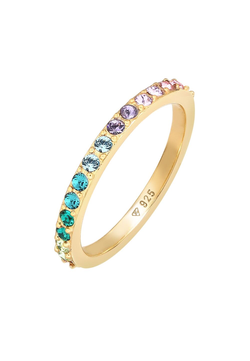 Elli Elli Elli Ring Dames Band Regenboog Meerkleurig Elegant Trend met Kristallen in 925 Sterling Zilver Ringen