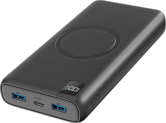 Strex Powerbank met Draadloze Qi Snellader - 27.000 mAh - 22.5W - Zwart