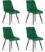 Oskar Set van 4 Eetkamerstoelen SPLIT – Groen Velvet / Fluweel – Gestoffeerde Zitting – Zwarte Metalen Poten – Modern Design – Voor Eetkamer en Keuken
