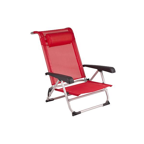 Bo-Camp Strandstoel - Rood - Textiel - Verstelbaar - Aluminium Frame