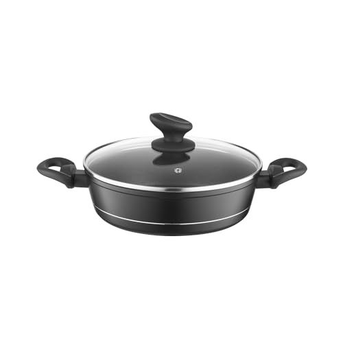 FLORINA DELUXE Aluminium Pan - 20cm with Glass Lid - 1.3L - Black