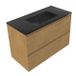 Saniclass Ensemble de meubles de salle de bain Holz Pure - 100x45x62cm - Lavabo en céramique Vygo noir - chêne mat naturel