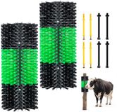 VEVOR Krabborstel 43x19 cm, Veeborstel 2 stuks incl. 8 Schroeven, Krabborstel voor Het Verlichten van Rugjeuk, Massage- en Verzorgingskrabtool voor Paarden, Runderen, Schapen en Varkens, Groen & Zwart
