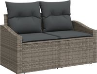 vidaXL Tuinbank Set 7-delig Grijs Polyrattan