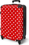 NoBoringSuitcases.com® Rode Koffer met Witte Stippen - Lichtgewicht Rolkoffer XL - 67 cm Hardcase Trolley met TSA-slot