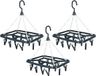Urban Living Carrousel à linge/séchoir - 3x - 18 clips - gris - plastique - 31 x 33 cm