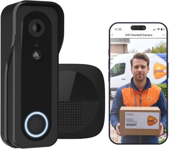 Trust DOORCAM-3000 - Slimme Video Deurbel - 3MP Camera - Draadloos met Accu - Zwart