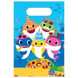 Amscan Baby Shark Uitdeelzakjes van Papier (8 stuks)