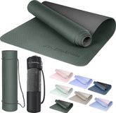 Merkloos / Sans marque Yogamat, sportmat, fitnessmat, gymnastiekmat, gewatteerd en antislip voor fitness, pilates, yogamat, 183 cm x 61 cm x 0,6 cm, trainingsmat incl. transportriem + tas