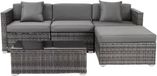 Bolt Edge Polyrattan Ensemble de salon pour 4 personnes - Ensemble de meubles de jardin 5 pièces avec canapé d'angle et table basse - Incl. coussins pour patio et jardin - Gris foncé