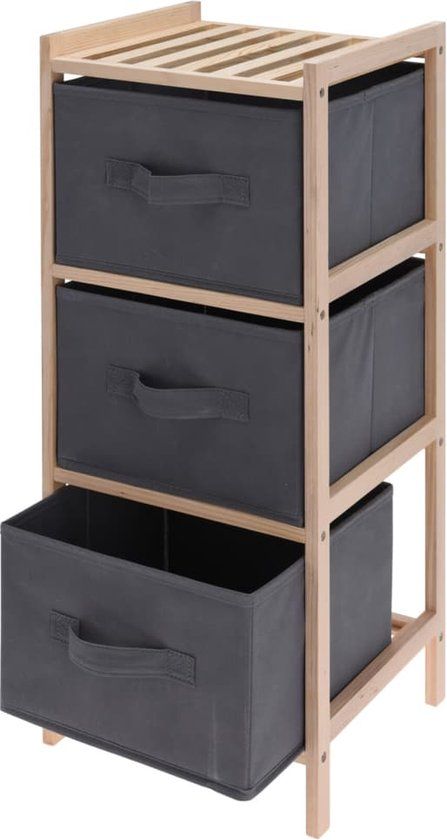 Bathroom Solutions H&S Collection Ambiance Opbergkast met 3 Opbergboxen - Grenenhout - 65 cm