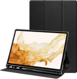 Selected by GSMpunt.nl Samsung Galaxy Tab S7 / S8 Hoes Luxe Tri-Fold Book Case Kunst Leer Zwart