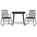vidaXL Ensemble de jardin 3 pièces PVC-rattan Noir