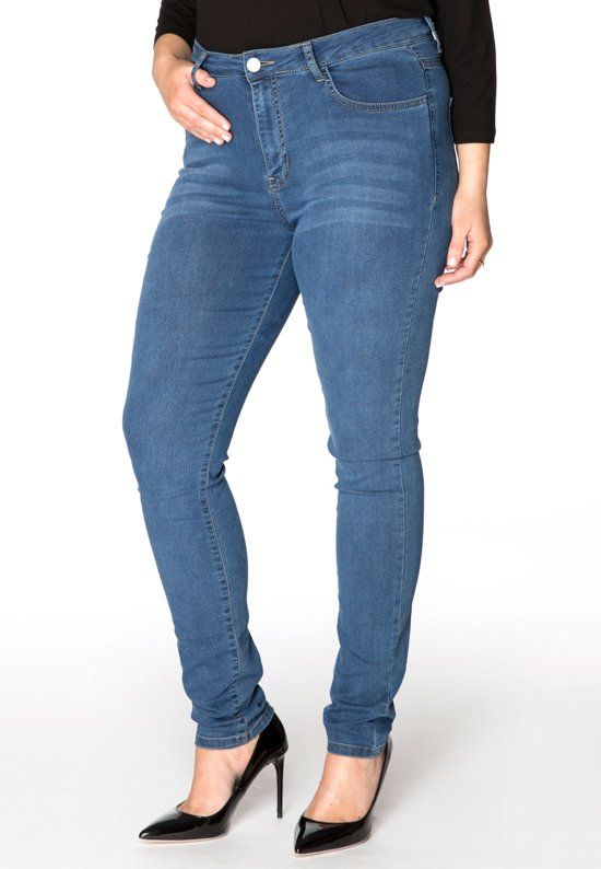 Yoek Grote maten - dames jeans skinny fit - lichtblauw - 8718855034805
