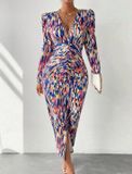 Merkloos / Sans marque Sexy elegant corrigerende lange maxi jurk met kleurverloop maat XL