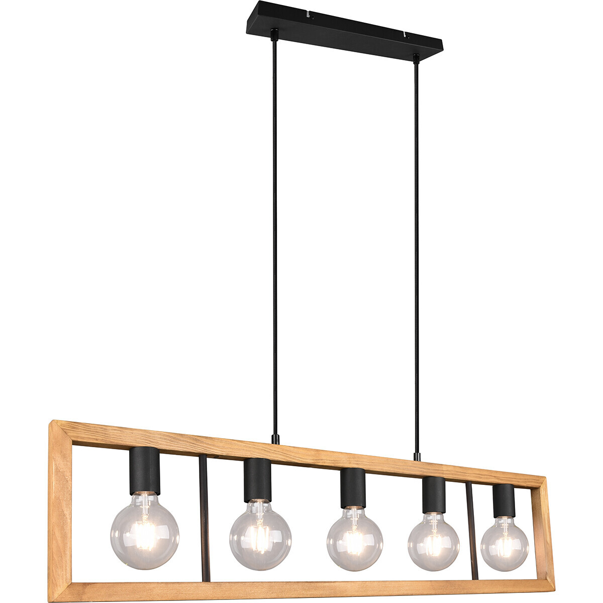 BES LED LED Hanglamp - Hangverlichting - Trion Aplon - E27 Fitting - 4-lichts - Rechthoek - Mat Zwart - Aluminium