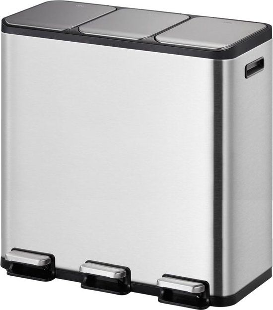 EKO EcoCasa 1 pedaalemmer - 45 liter - mat RVS