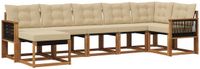 vidaXL - Hoek loungeset - 7 zitplekken - Natuurlijk en beige - Acacia hout