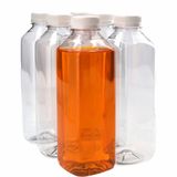 Plasticflessenshop.nl Plasticflessen.nl B.V. 6 x Sapfles Plastic 750 ml - Vierkant - PET Flessen met Dop wit