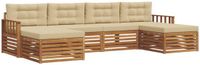 vidaXL Buiten bank set 6-st Natuurlijk en Beige Massief Acacia Hout