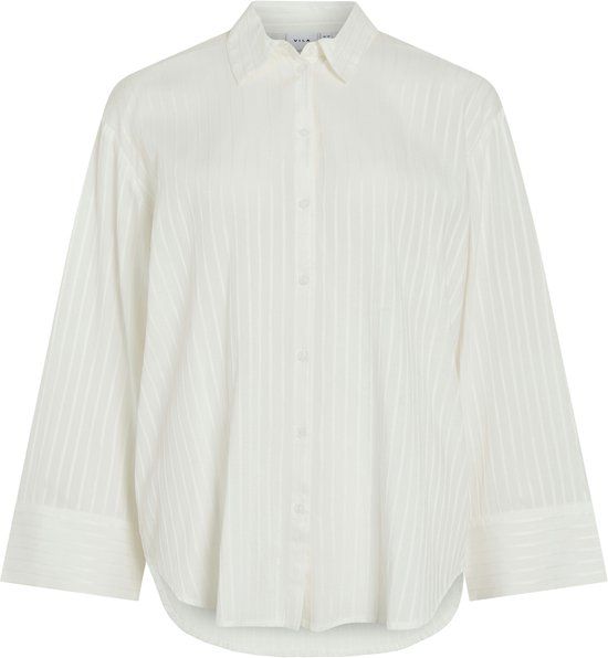 VILA VIROCKI L/S OVERSIZE SHIRT NOOS Dames Blouses 34 Viscose Katoen Lange mouw Egret