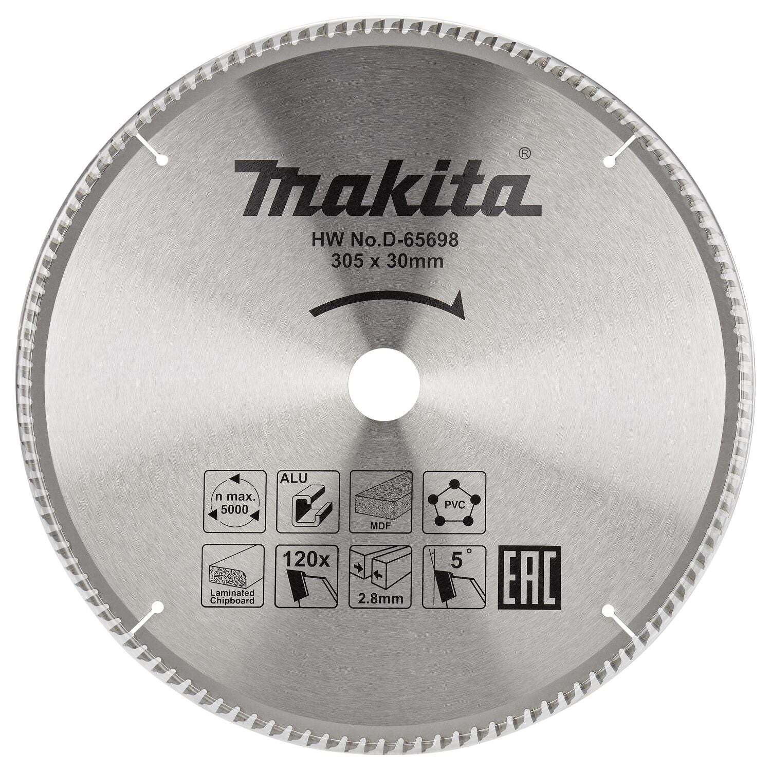 Makita D-65698 Afkortzaagblad voor Multimaterial | Standaard | Ø 305mm Asgat 30mm 120T