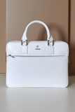 D'Arienzo Cartable 24 heures Cuir Blanc serviette d'ordinateur poche zippée, Taille Unique, Couleur Blanc