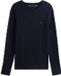 Tommy Hilfiger Heren Classic Cable Crew Neck Pullover Katoen Donkerblauw 3XL
