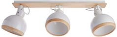 Homemania Plafondlamp ovaal wit metaal hout 65 x 18 x 22 cm