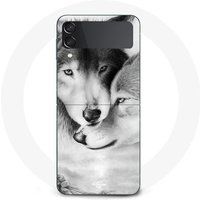 Samsung Galaxy Z Flip4 Hoesje De wolf en de zij-wolf Zwart wit dier